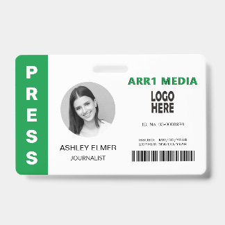 Tarjeta De Identificación Presione la plantilla de foto verde ID de empleado