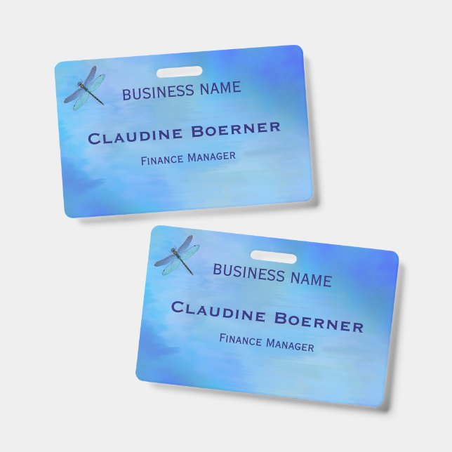 Tarjeta De Identificación Pretty Blue Dragonfly Business Artist Crafter  (Parte frontal y trasera)