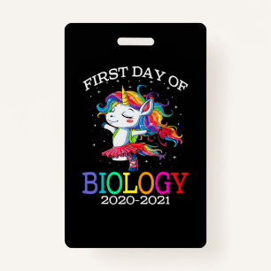 Tarjeta De Identificación Primer Día De Regalo De Biología Unicornio