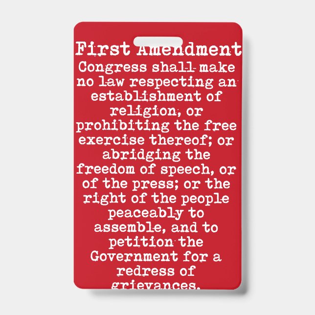 Tarjeta De Identificación Primer pase de prensa de enmienda (Parte frontal)