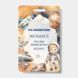 Tarjeta De Identificación Primer viaje del espacio astronauta alrededor de l