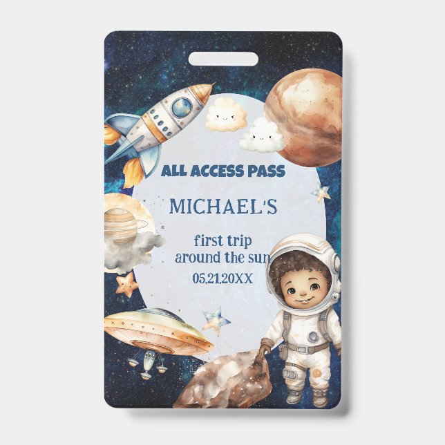 Tarjeta De Identificación Primer viaje del espacio astronauta alrededor de l (Anverso)