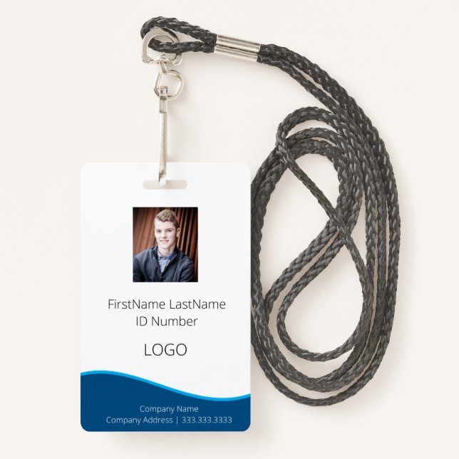 Tarjeta de identificación profesional azul de empl (Anverso son cordón)