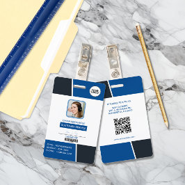 Tarjeta de identificación profesional azul moderna