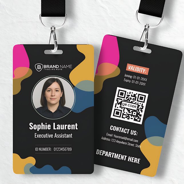 Tarjeta de identificación profesional de blobs org (Colorful Organic Blobs Professional Employee ID Badge)