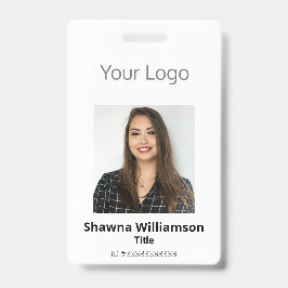 Tarjeta De Identificación Profesional Logo Blanco Código de Barras Foto ID
