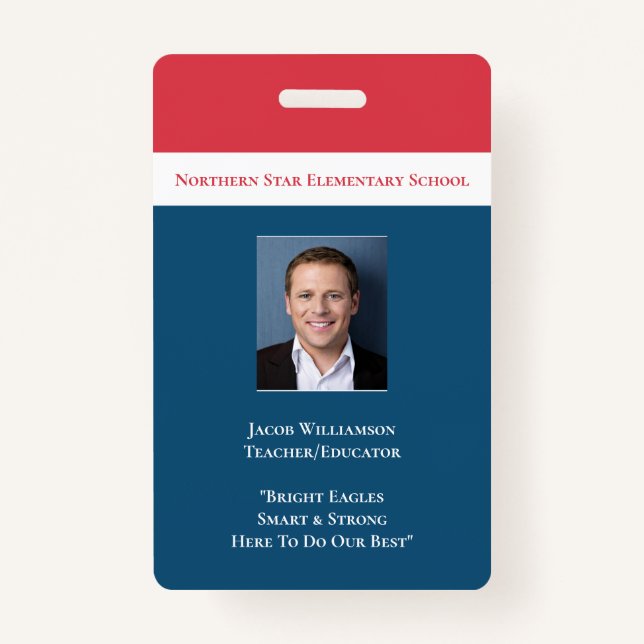 Tarjeta De Identificación Profesor de pedagogía para empleados escolares (Anverso)