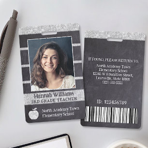Tarjeta De Identificación Profesor Escuela Personalizado Empleado Foto Logot