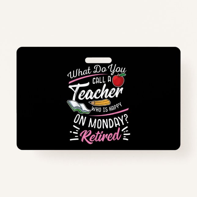Tarjeta De Identificación Profesor jubilado jubilado feliz lunes (Anverso)