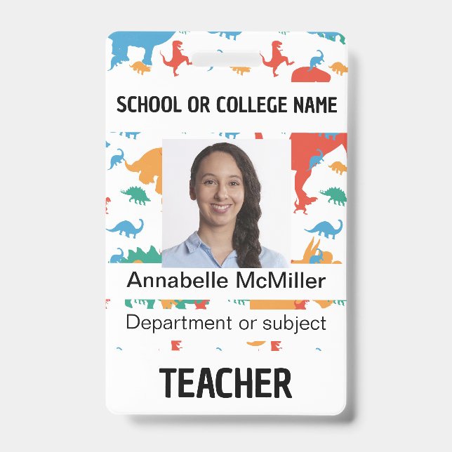 Tarjeta De Identificación Profesor Maestro de Dinosaurios (Parte frontal)