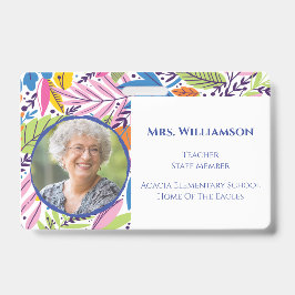 Tarjeta De Identificación Profesora de Floral Moderna