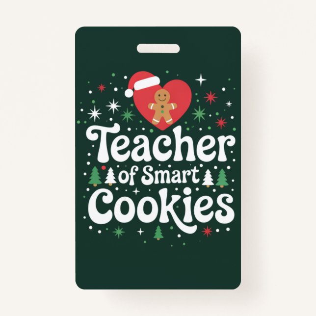Tarjeta De Identificación Profesora De navidades De Cookies Inteligentes (Anverso)