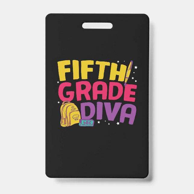 Tarjeta De Identificación Profesora de quinto grado Diva de quinto grado (Parte frontal)