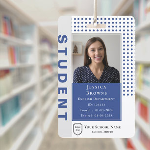 Tarjeta De Identificación Profesora moderna/ Universidad de fotografía azul