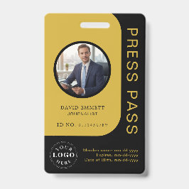 Tarjeta De Identificación Professional Black Gold Media Press Pass ID Badge