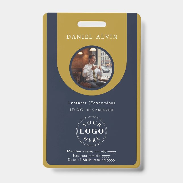 Tarjeta De Identificación Professional Blue Brown Staff Identification ID (Anverso)