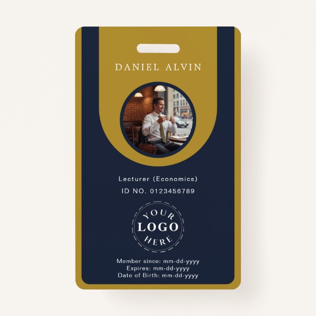 Tarjeta De Identificación Professional Blue Brown Staff Identification ID (Anverso)