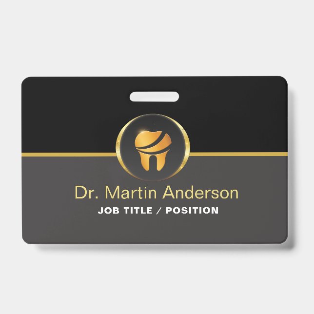 Tarjeta De Identificación  Professional Dental Clinic Gold Tooth Logo (Parte frontal)