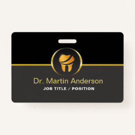 Tarjeta De Identificación Professional Dental Clinic Gold Tooth Logo