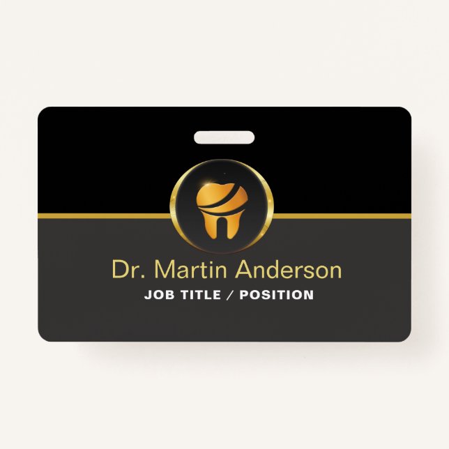 Tarjeta De Identificación  Professional Dental Clinic Gold Tooth Logo (Anverso)