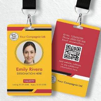 Tarjeta De Identificación Professional Yellow Black Red Employee Access Card