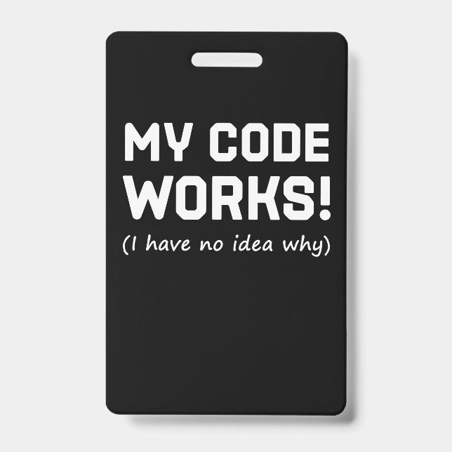 Tarjeta De Identificación Programador Mi Código Funciona (Parte frontal)