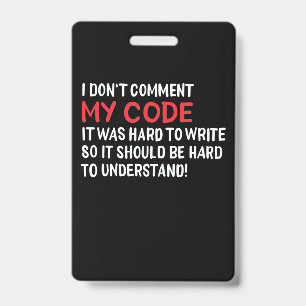 Tarjeta De Identificación Programador No Comento Mi Código