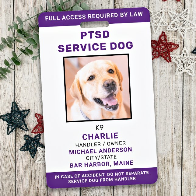 Tarjeta De Identificación PTSD Service Dog Personalizado Simple Photo ID (Subido por el creador)