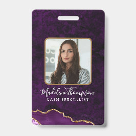 Tarjeta De Identificación Purple Gold Agate Marble Business Company ID