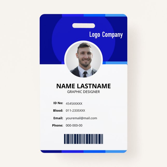 Tarjeta De Identificación Purple Modern ID Identification Card Photo Badge (Anverso)