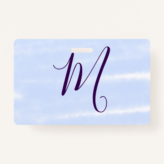 Tarjeta De Identificación Purple pastel watercolor monogram name letterretro (Anverso)