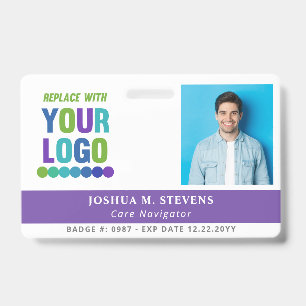 Tarjeta De Identificación Púrpura con logotipo alto e ID de empleado fotográ