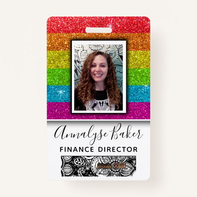 Tarjeta De Identificación Purpurina arcoiris Profesional de enfermería de CN (Anverso)