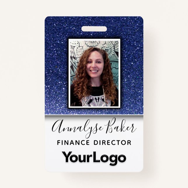 Tarjeta De Identificación Purpurina azul de la marina RN profesional Enferme (Anverso)