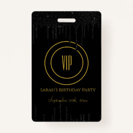 Tarjeta De Identificación Purpurina de golosinas de oro y negro Fiesta de cu