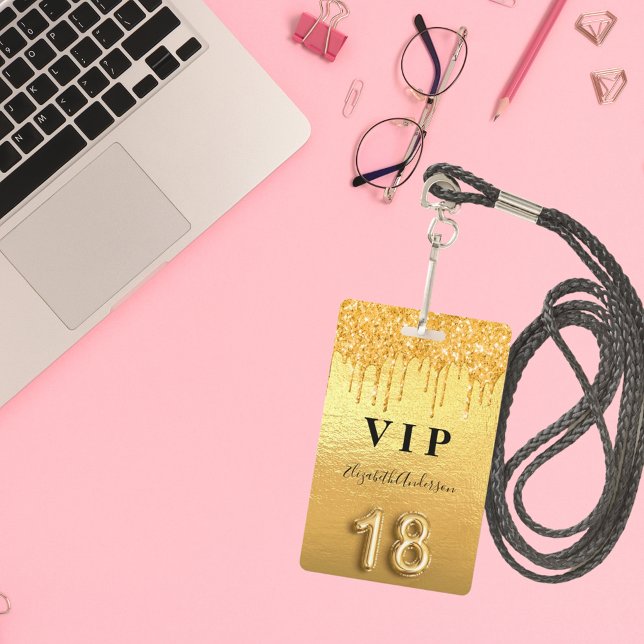 Tarjeta De Identificación purpurina de oro de 18 años gotea metálico (Subido por el creador)