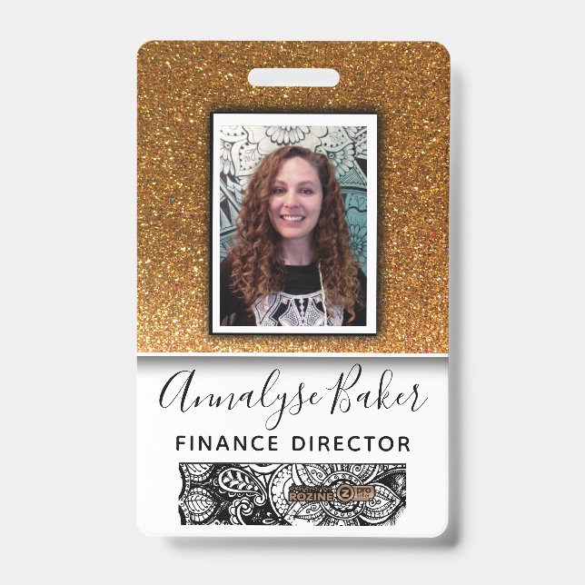 Tarjeta De Identificación Purpurina de oro Enfermero profesional de la CNA E (Parte frontal)