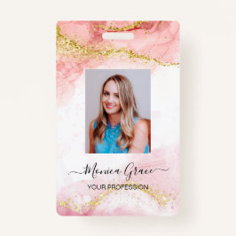 Tarjeta De Identificación Purpurina de oro rosa Marble Agriturismo Logotipo 