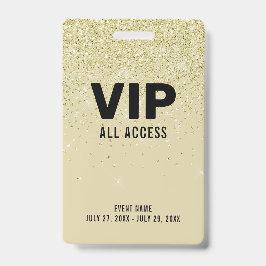 Tarjeta De Identificación Purpurina de oro VIP All Access Pass ID Badge