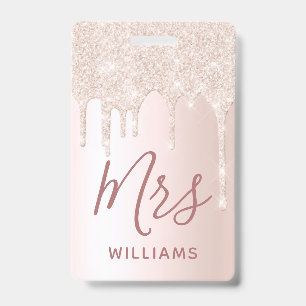 Tarjeta De Identificación Purpurina Drip Teacher Nombre personalizado Lanyar