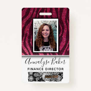 Tarjeta De Identificación Purpurina Rosa Profesional Enfermera de Enfermería