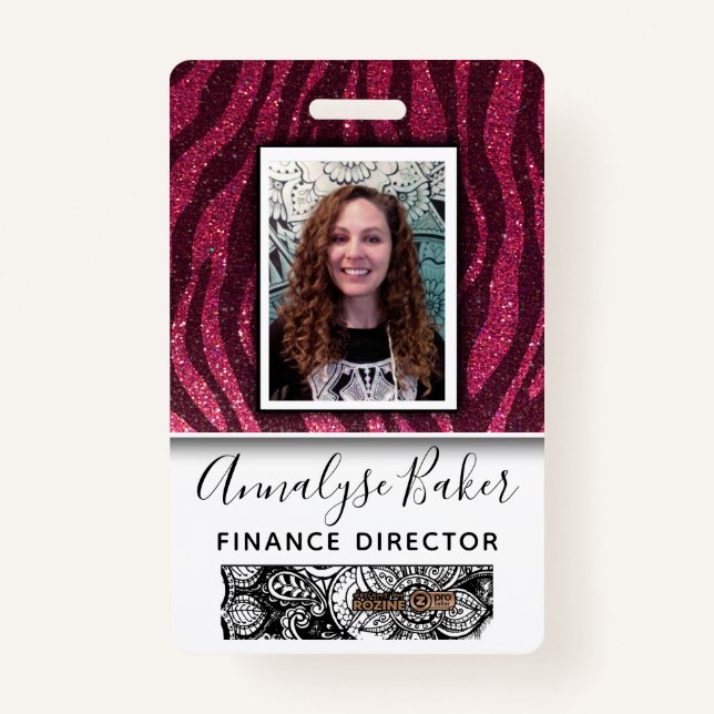 Tarjeta De Identificación Purpurina Rosa Profesional Enfermera de Enfermería (Anverso)