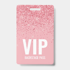 Tarjeta De Identificación Purpurina rosado VIP Pasado de la etapa posterior 