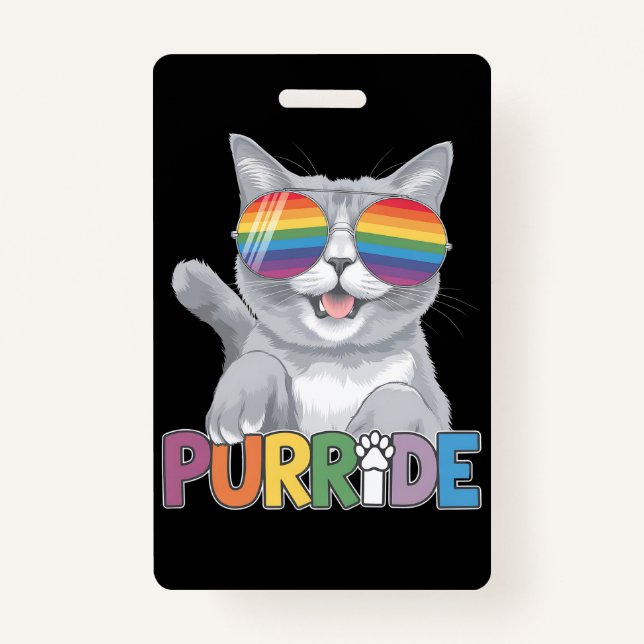 Tarjeta De Identificación Purride Cat gafas de sol orgullo gay Rainbow LGBTQ (Anverso)