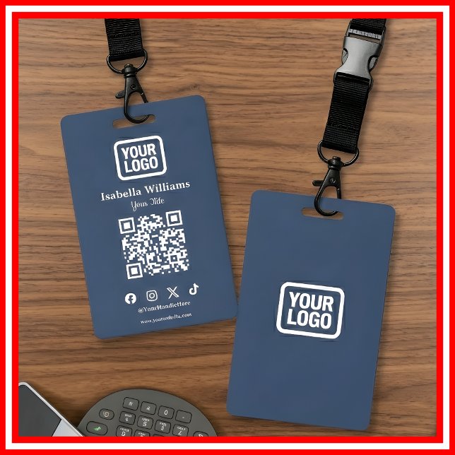 Tarjeta De Identificación QR Code Event Badge | Digital Navy Budget ID Card (Subido por el creador)