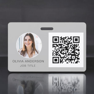 Tarjeta De Identificación QR Code Silver Gray Photo Business Card