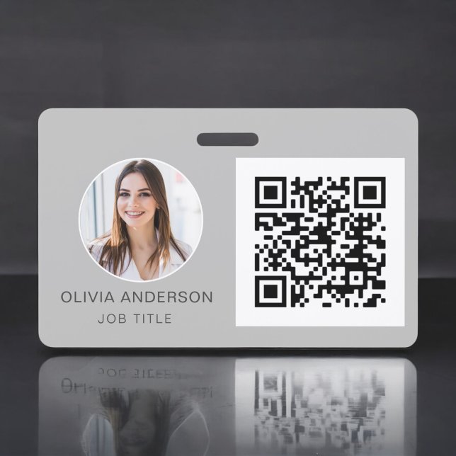 Tarjeta De Identificación QR Code Silver Gray Photo Business Card (Subido por el creador)