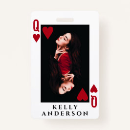 Tarjeta De Identificación Queen of Hearts Feminine Photo Hairdresser Name