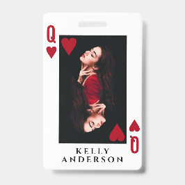 Tarjeta De Identificación Queen of Hearts Feminine Photo Hairdresser Name