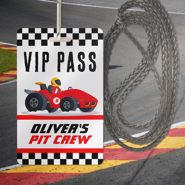 Tarjeta De Identificación Race Car Birday Party VIP Pit Crew Pass (Subido por el creador)